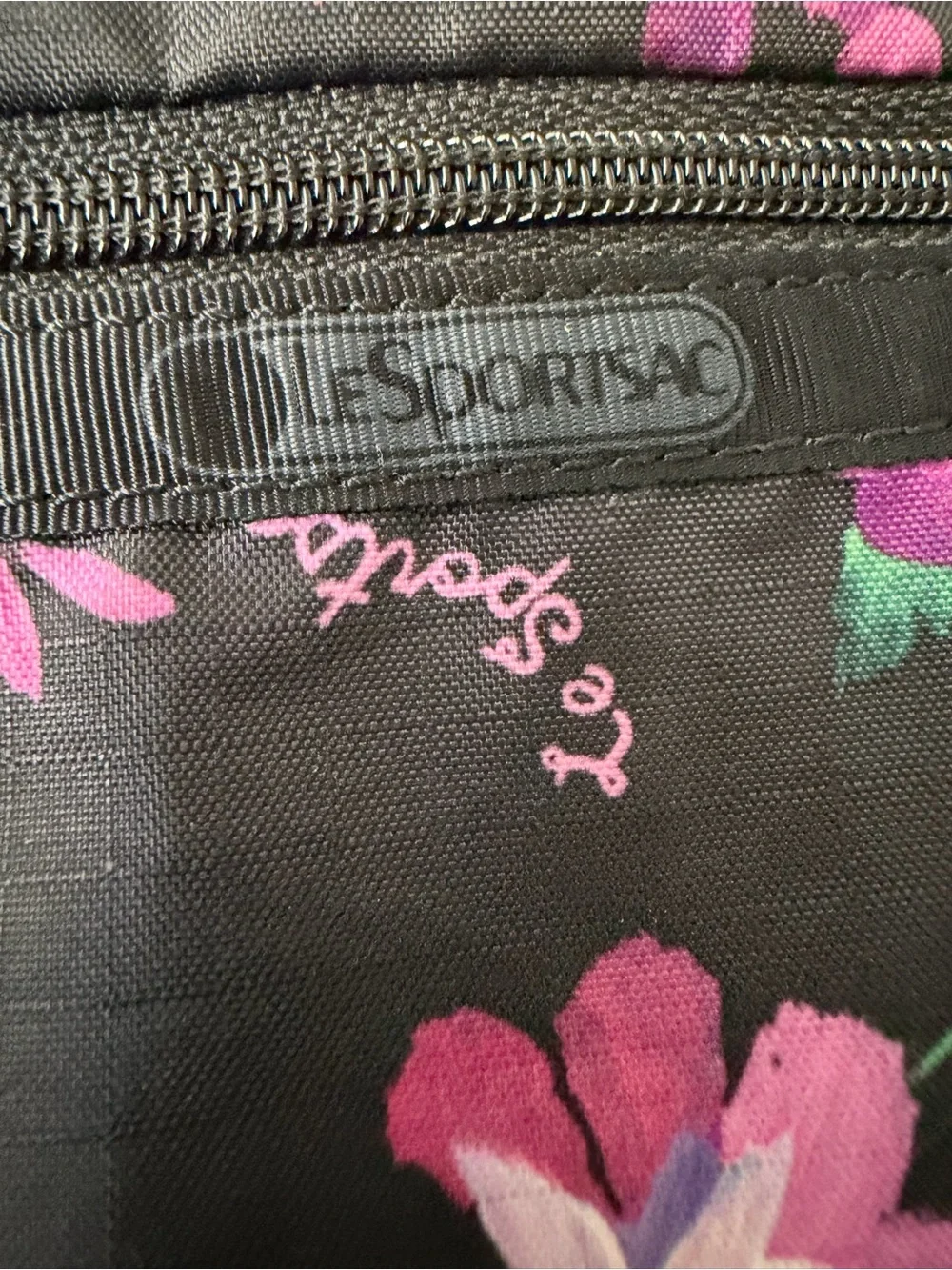 Lesportsac Black Floral Cosmetic Pouch with Multicolor Blooms